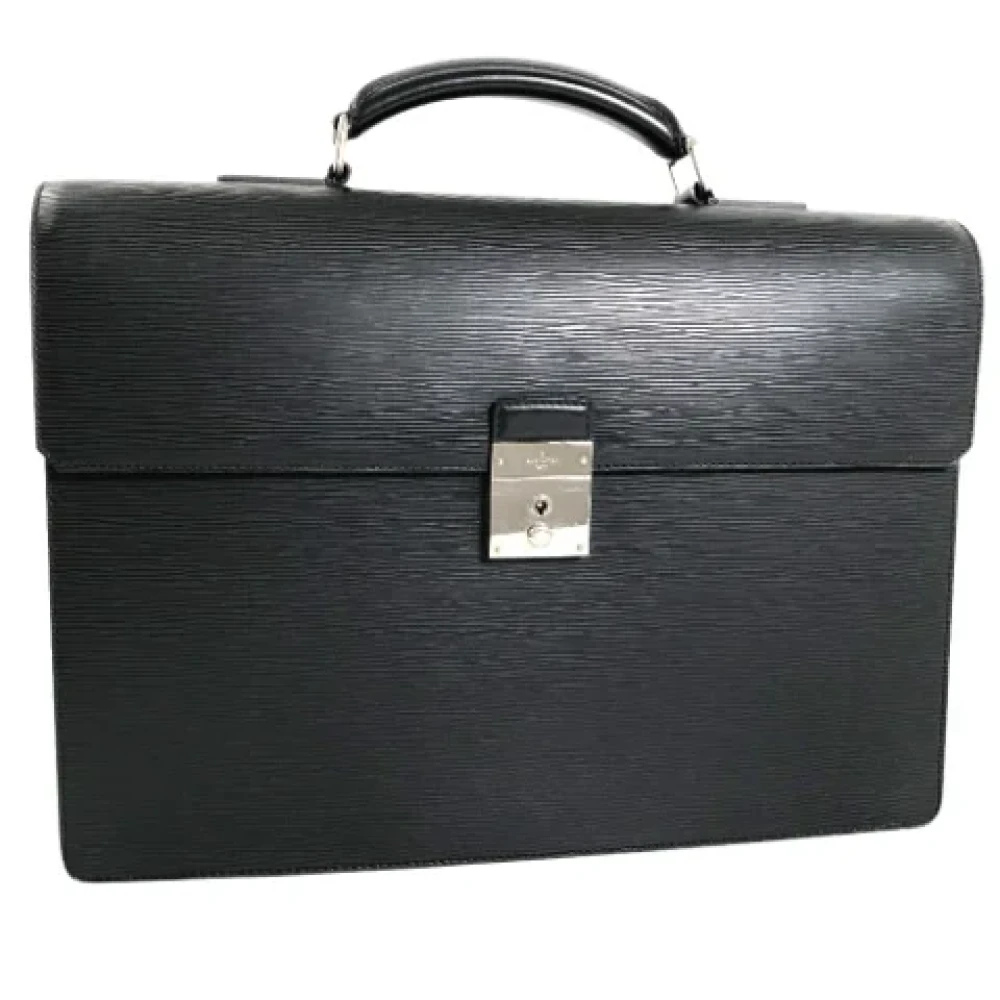 Louis Vuitton Vintage Tweedehands Zwarte Leren Louis Vuitton Koffer Black Dames