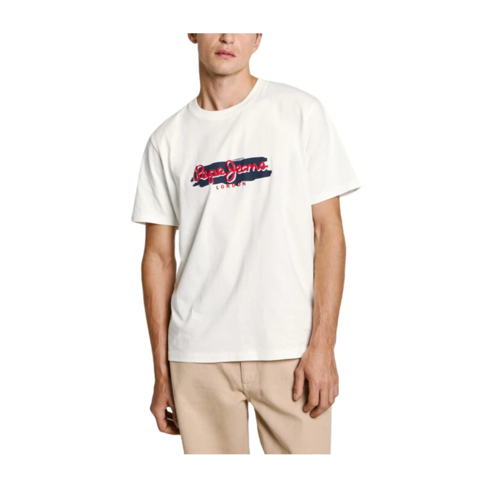 Pepe Jeans Moderne Grafische T-shirt in Katoen White Heren