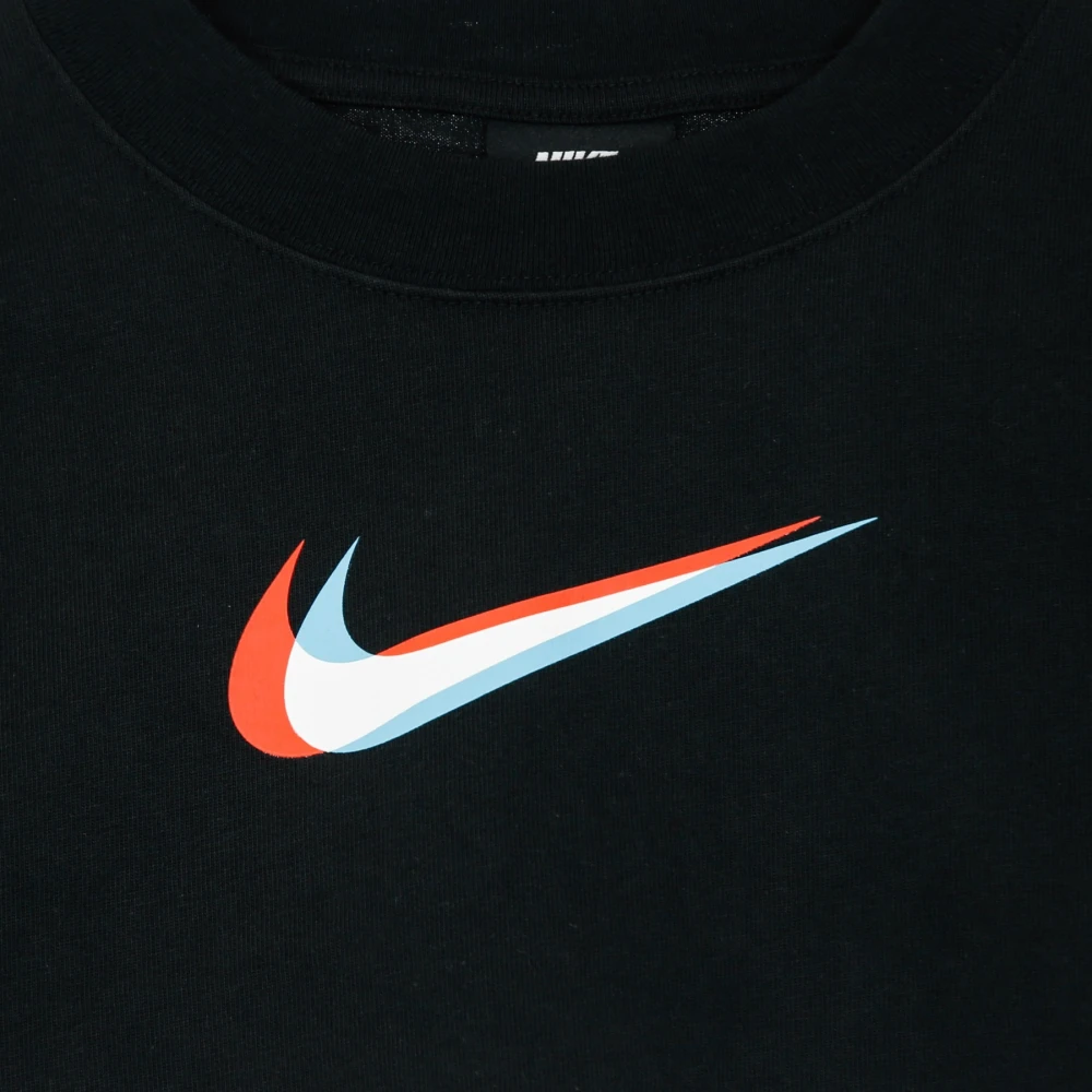 Nike Kort Korte Mouwen Crop Print Top Black Dames