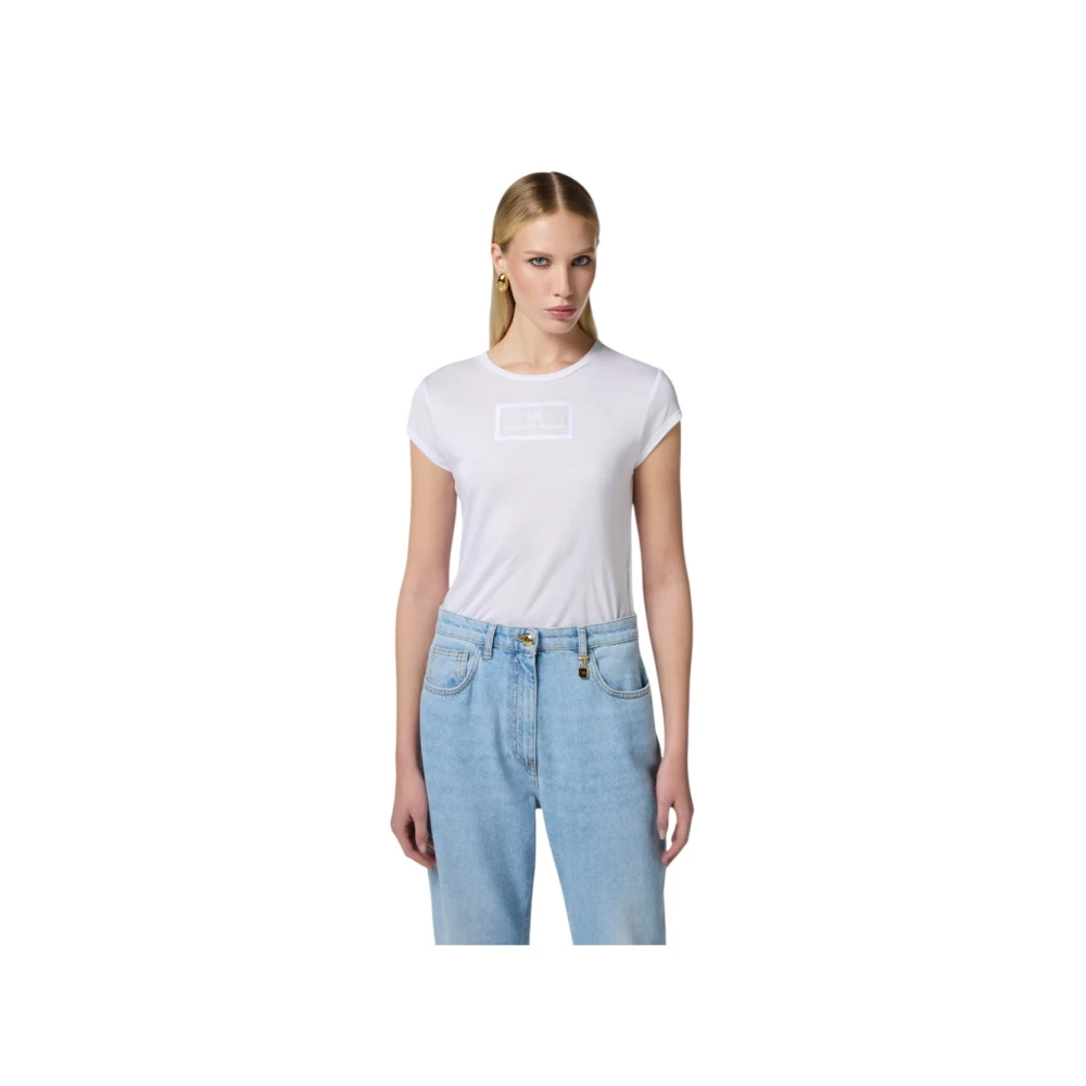 Elisabetta Franchi Casual katoenen T-shirt voor vrouwen White Dames