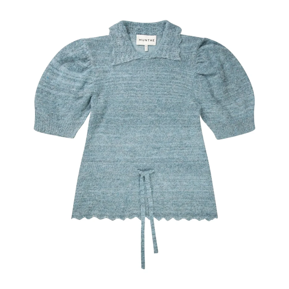 Munthe Elegante Trui met Pofmouwen Blue Dames