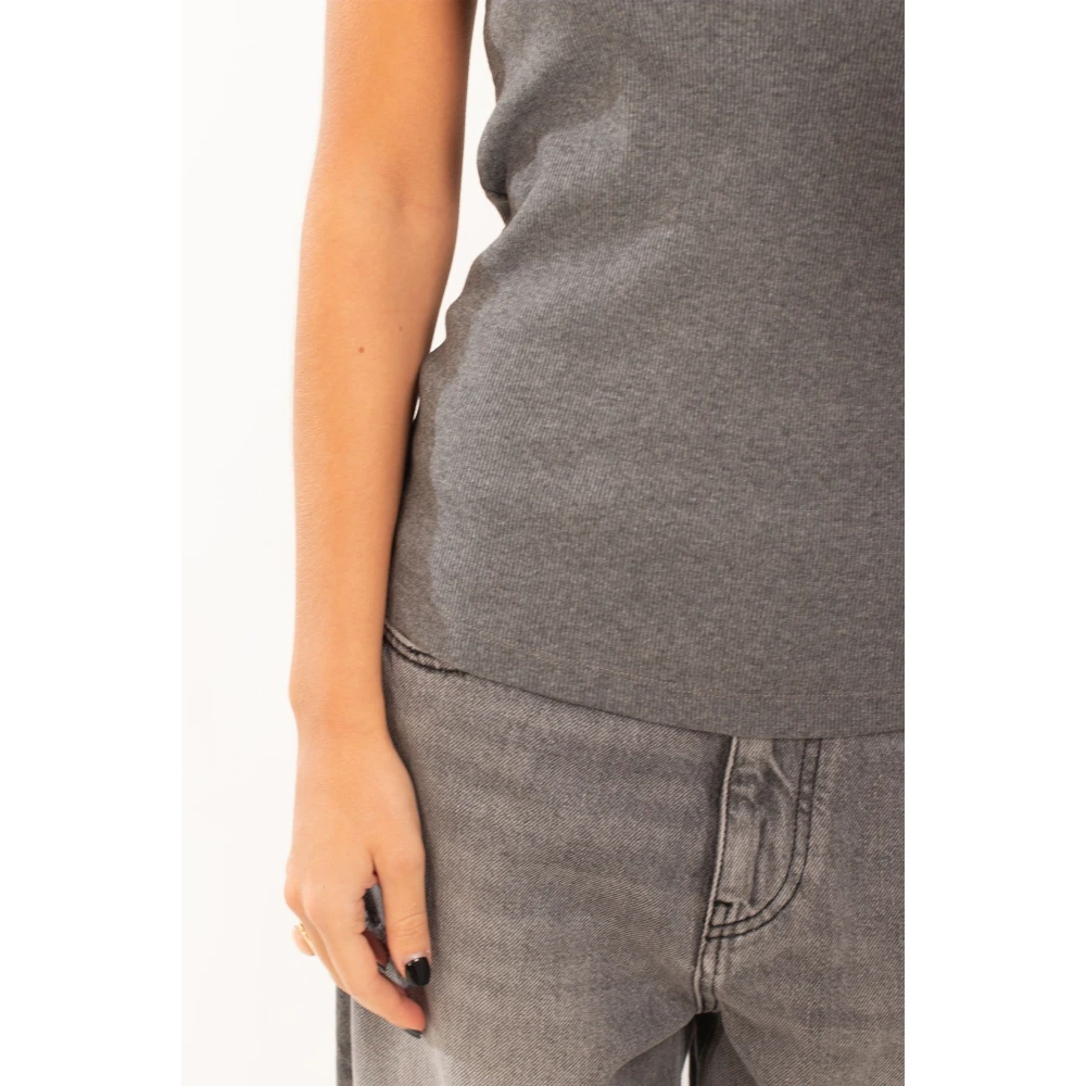 pinko Ribgebreide tanktop met Distinto-logo Gray Dames