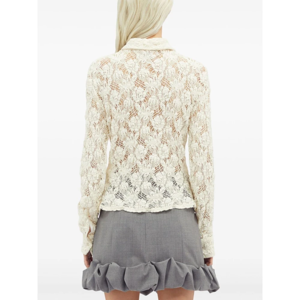 Msgm Witte Bloemenkant Shirt White Dames