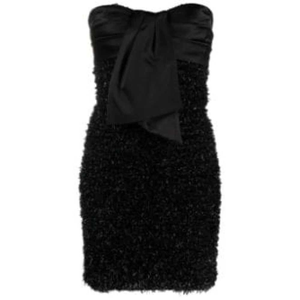 Balmain Rosa Tweed Strapless Mini Jurk Black Dames