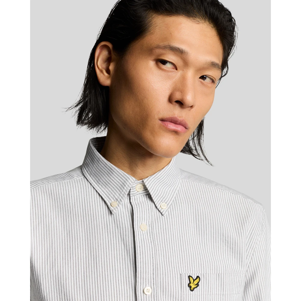 Lyle & Scott LS Geweven Shirts Gestreept Oxford Overhemd Gray Heren