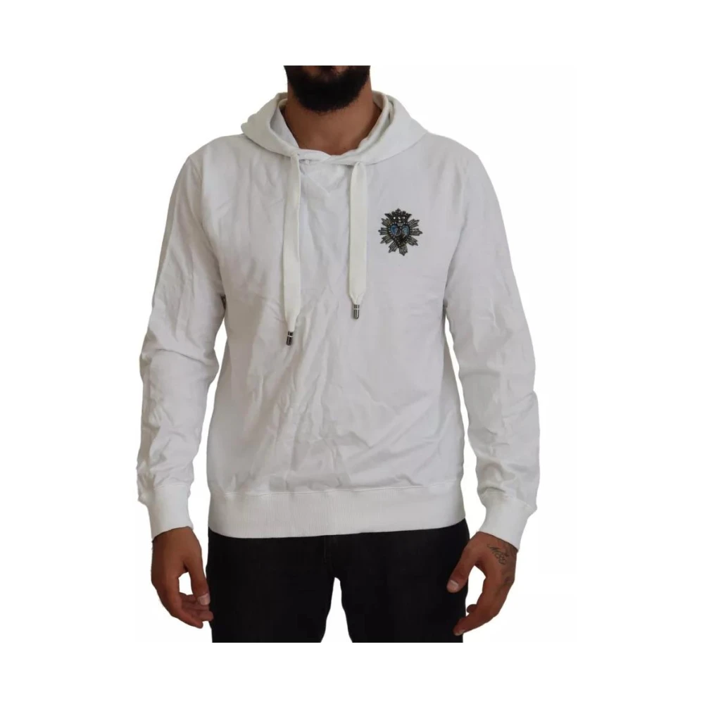 Dolce & Gabbana Witte Logo Hoodie van Katoen White Heren