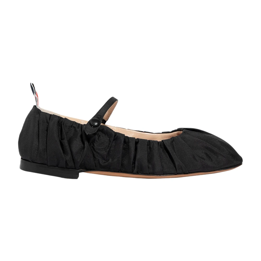 Thom Browne Svarta Veckade Varsity Loafers Lädersula Black, Dam