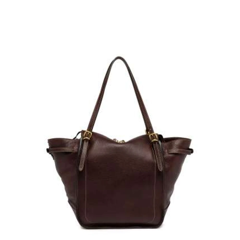 Gianni Chiarini Sportieve leren handtas met contraststiksels Brown Dames