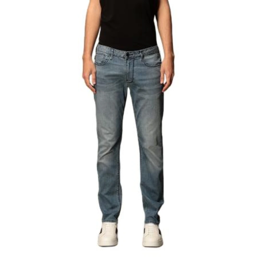 Emporio Armani Denim Gewassen 5-Pocket Jeans Blue Heren