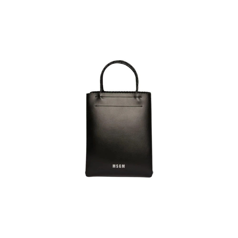 Msgm Kleine leren tote tas Black Dames