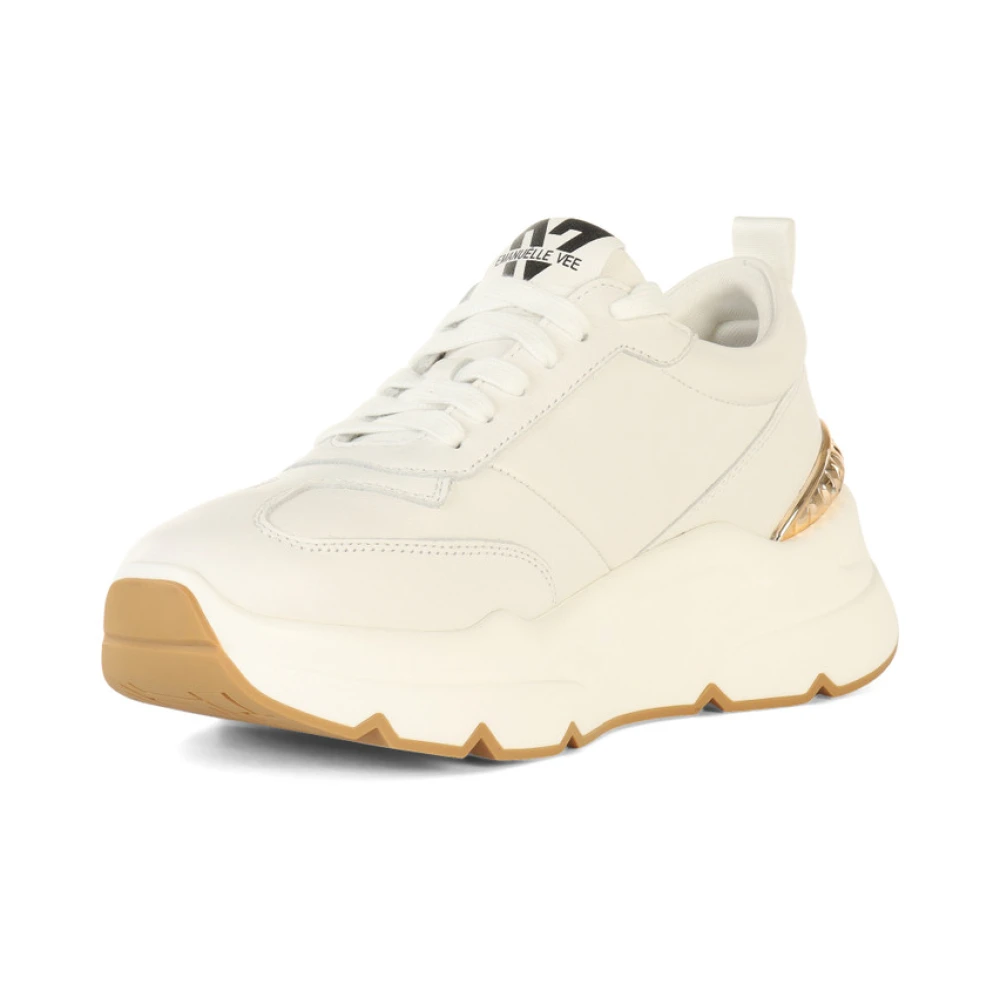 Emanuelle Vee Leren Sneakers met Contrast Inzetstukken White Dames