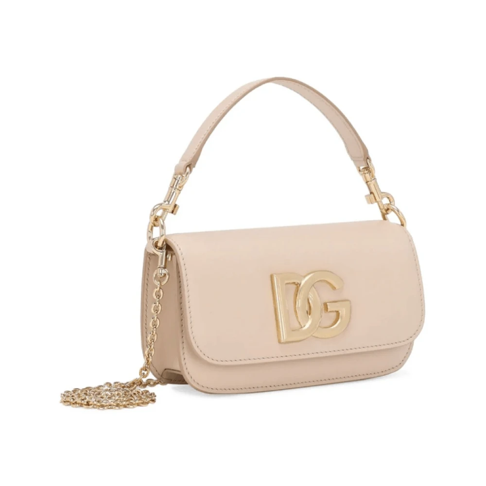 Dolce & Gabbana Roze leren schoudertas met goudkleurige hardware Pink Dames