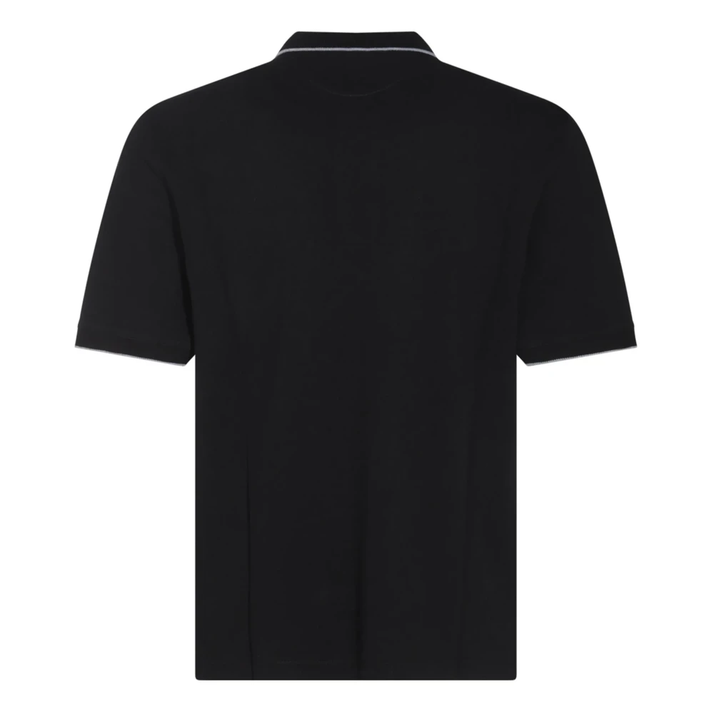 BRUNELLO CUCINELLI Logo Katoenen Poloshirt Gemaakt in Italië Black Heren