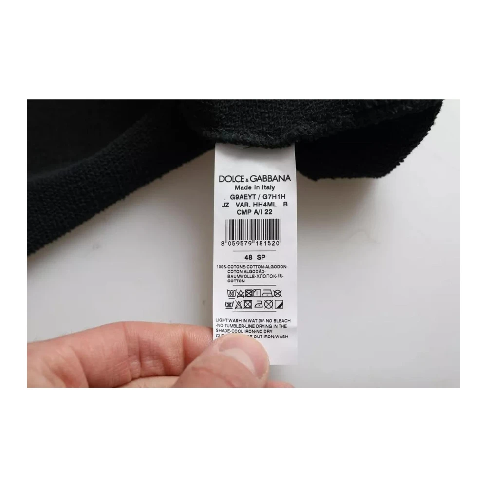 Dolce & Gabbana Zwarte Katoenen Hoodie Crop T-shirt Black Heren