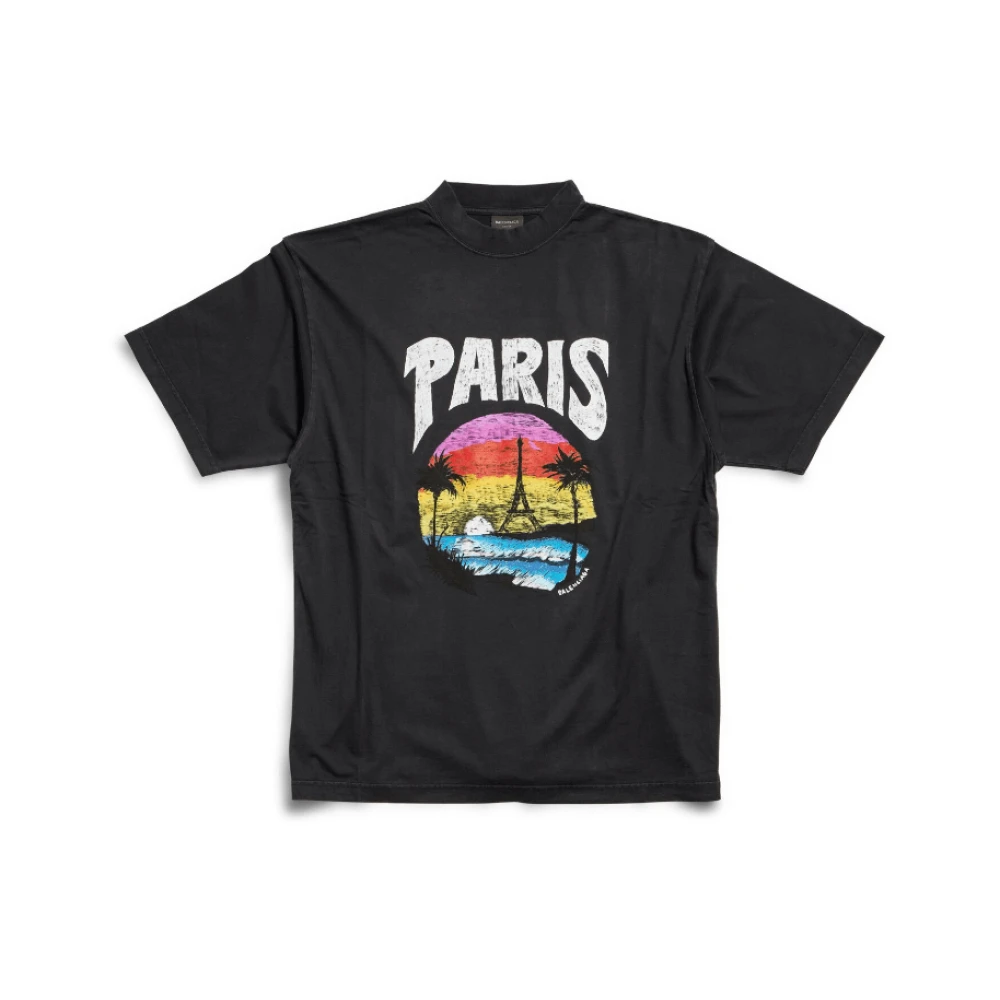 Balenciaga Paris Tropical Vintage T-shirt Black Heren