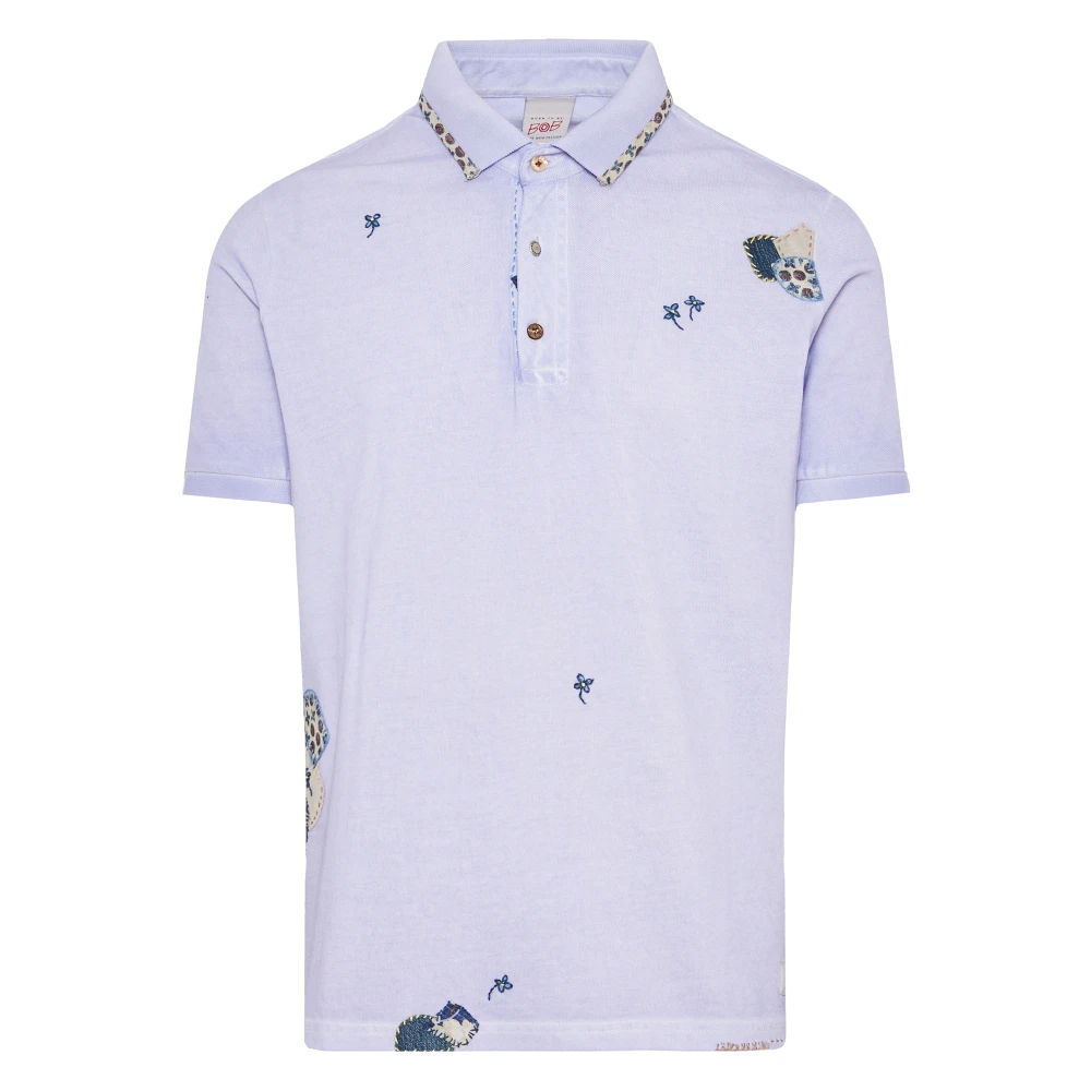BOB Katoenen Polo Shirt 3 Knopen Purple Heren