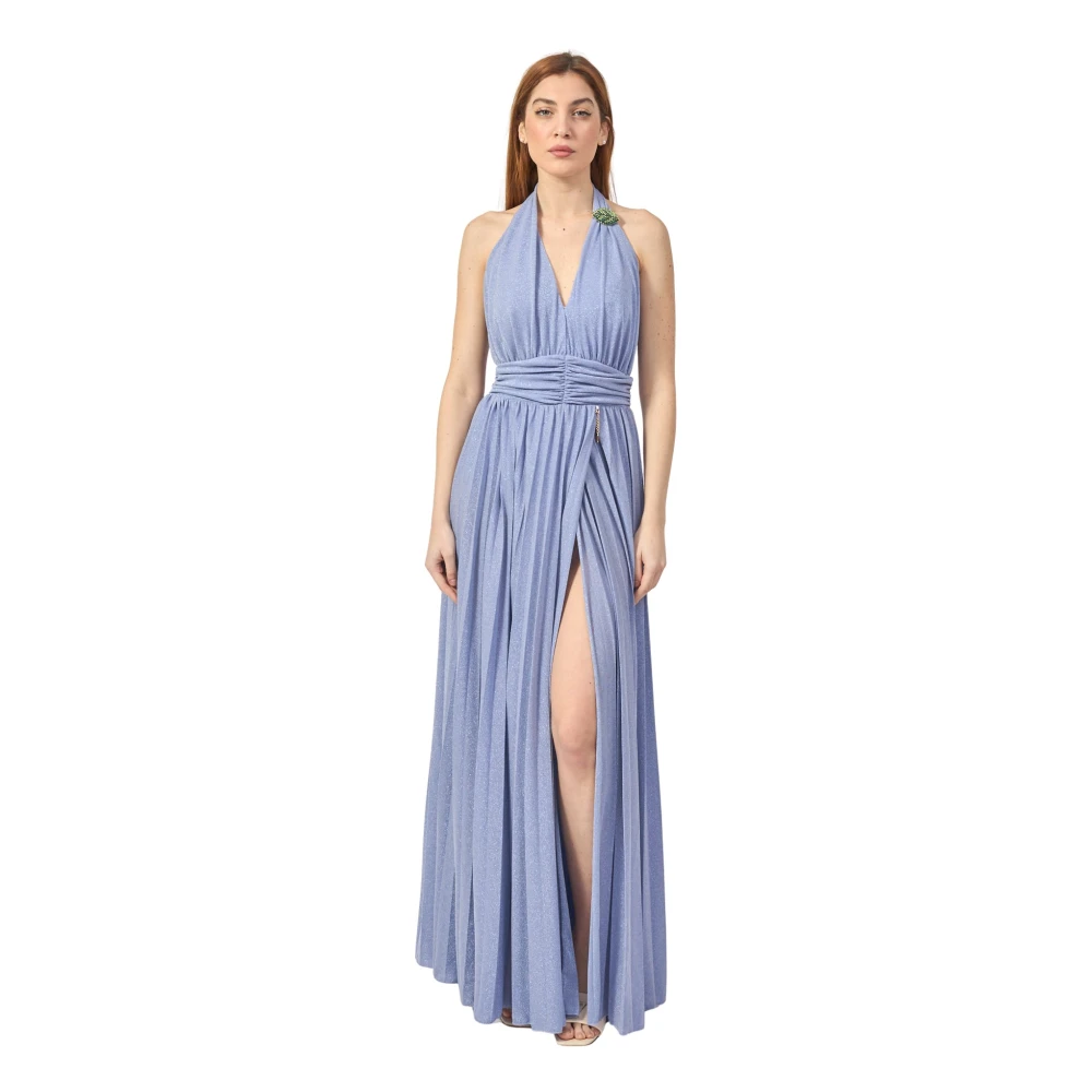 Fracomina Mouwloze Lange Jersey Jurk met Lurex Purple Dames