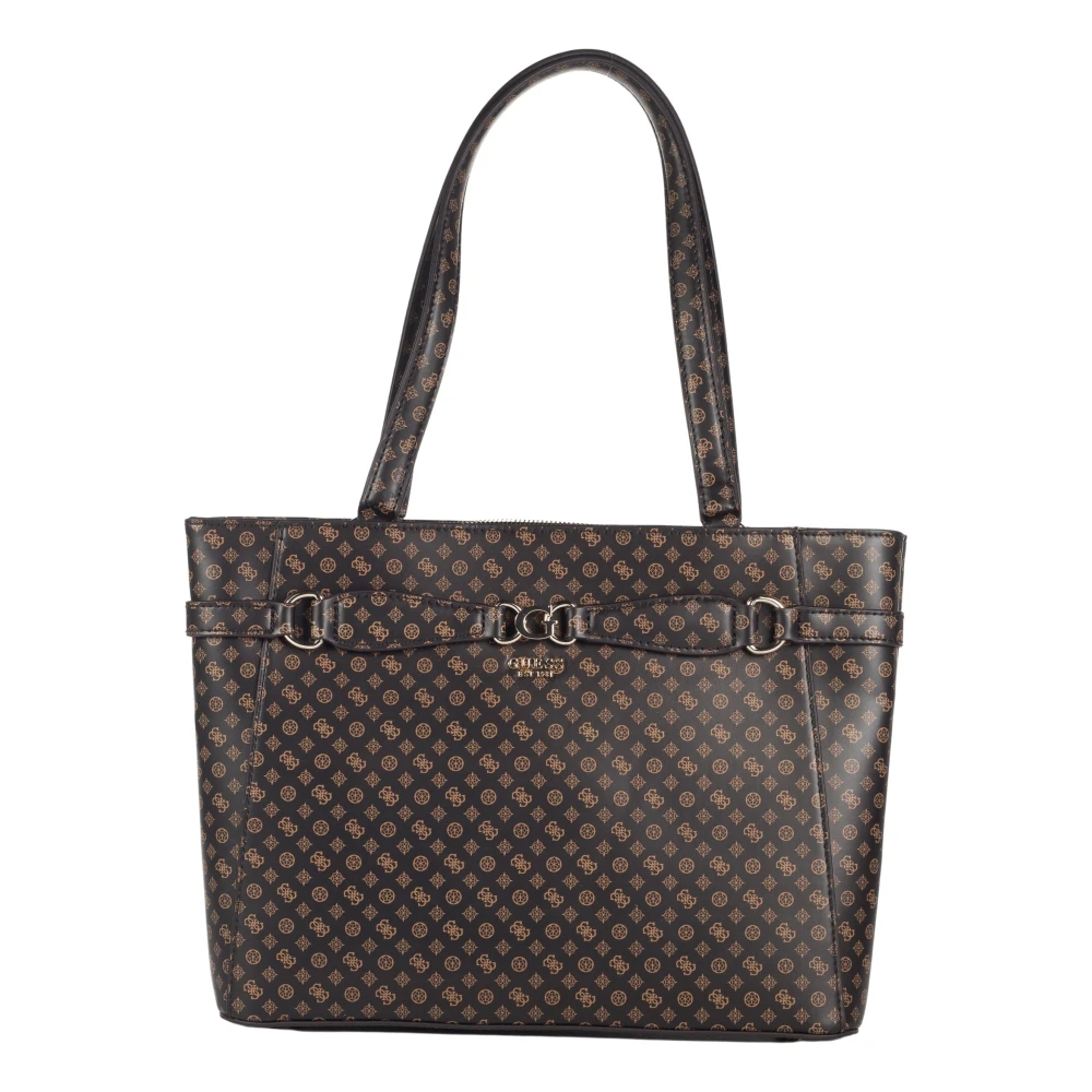 Guess Bruine Polyethyleen Schoudertas met Compartimenten Brown Dames