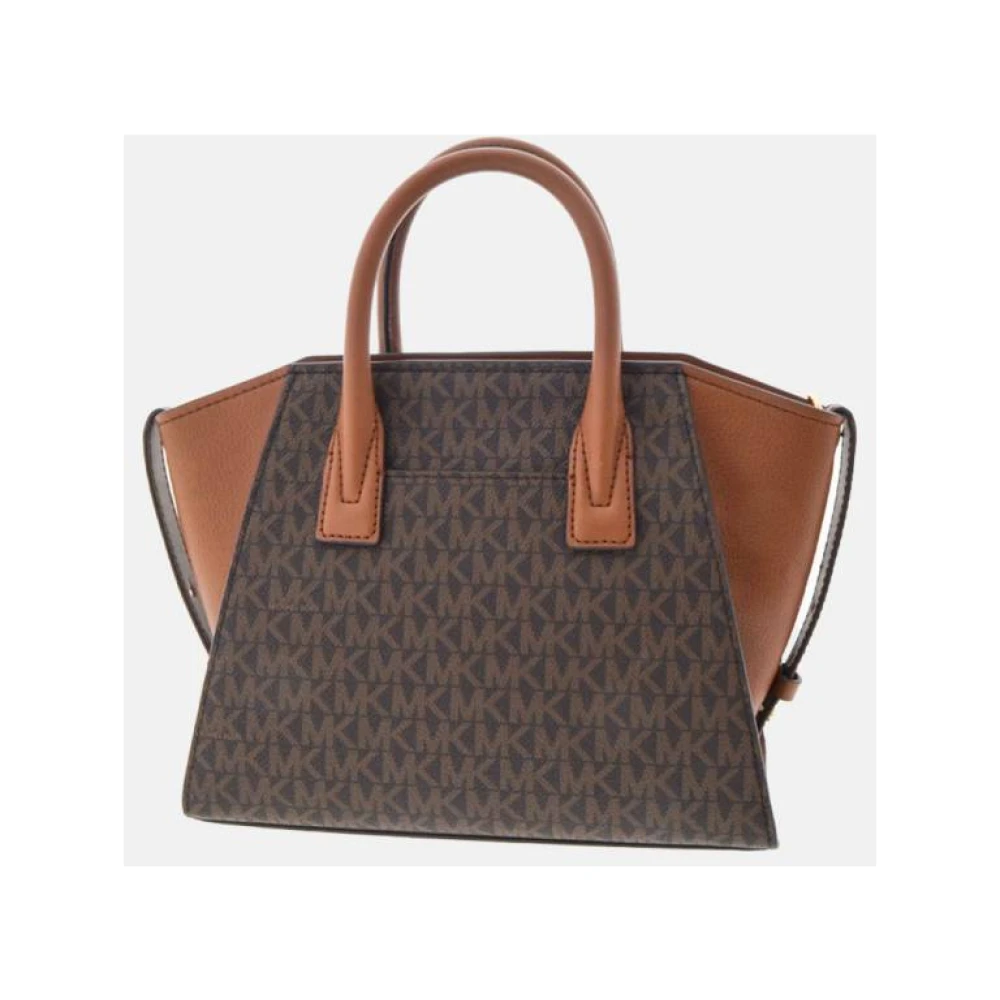 Michael Kors Avril Bruine Leren Schoudertas Multicolor Dames