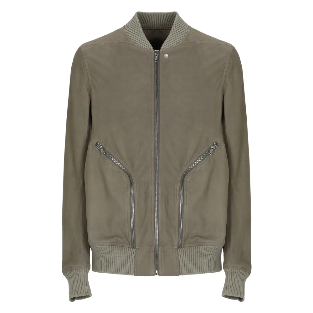 Rick Owens Leather Bomber Jacket - Male - Bomber Jackets - Gray - L - Jackets