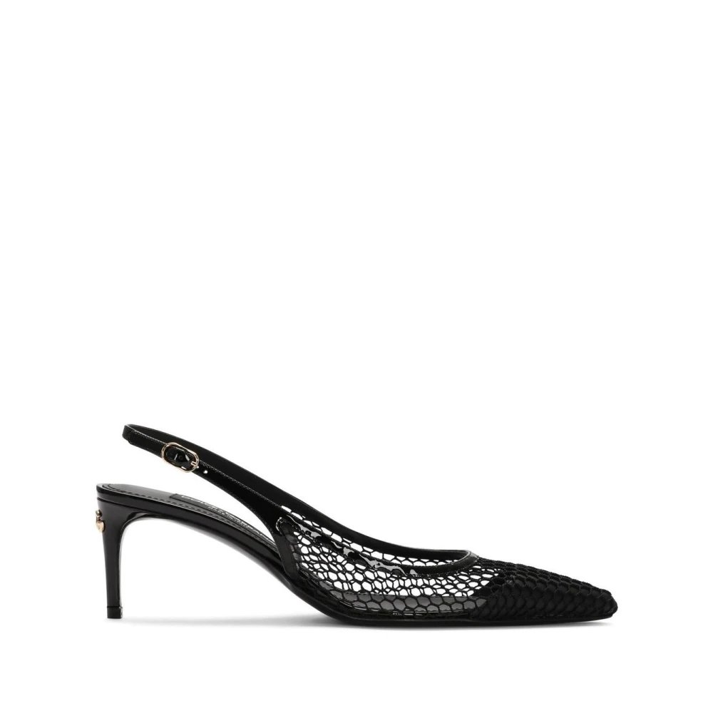 Dolce & Gabbana Kvinders Sort Sko, Dame,, Læder, E Flade Sko Med Mesh-Detaljer Størrelse 40 Eu