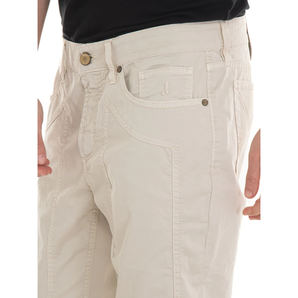 Jeckerson 5-pocket broek met leren passante Beige Heren