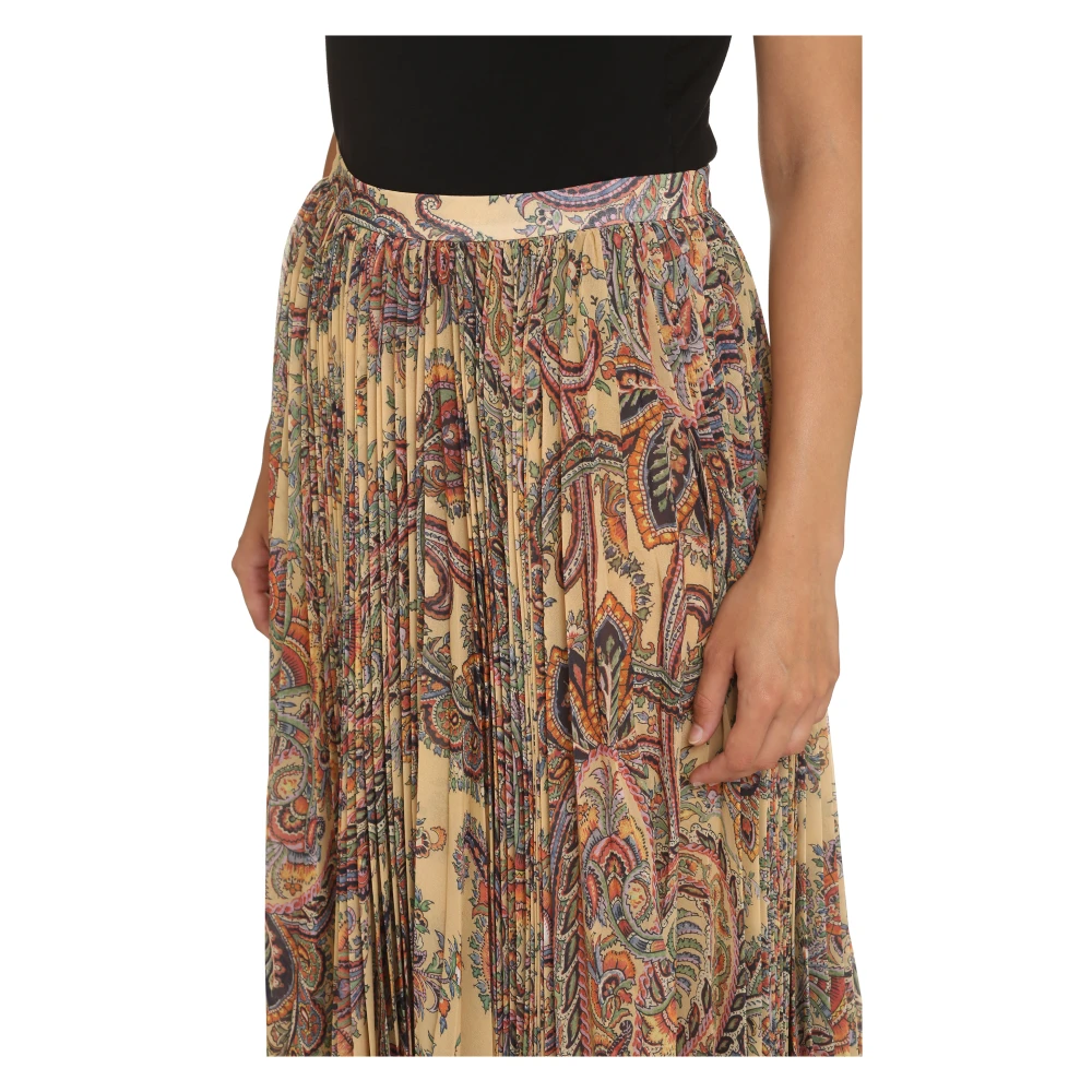 ETRO Geplooide Rok met Paisley Print Beige Dames