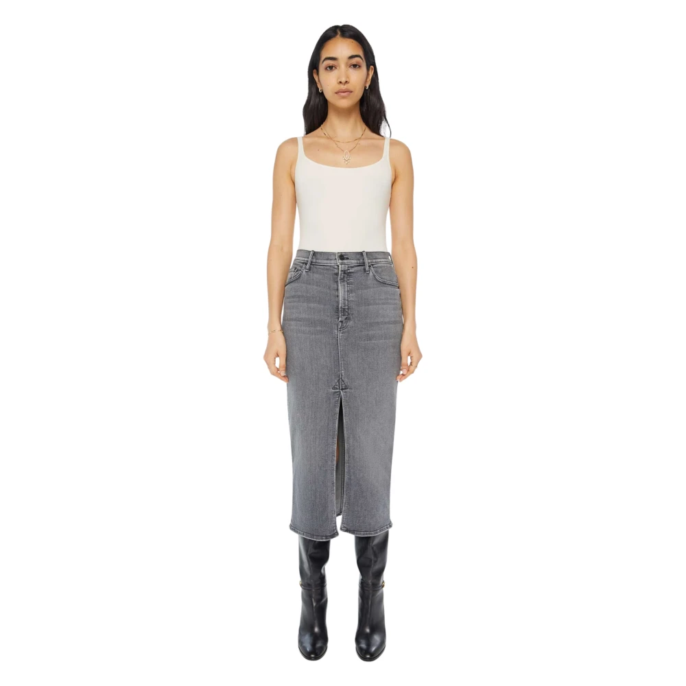 Mother Reverse Pencil Pusher Jeans in Grijs Gray Dames