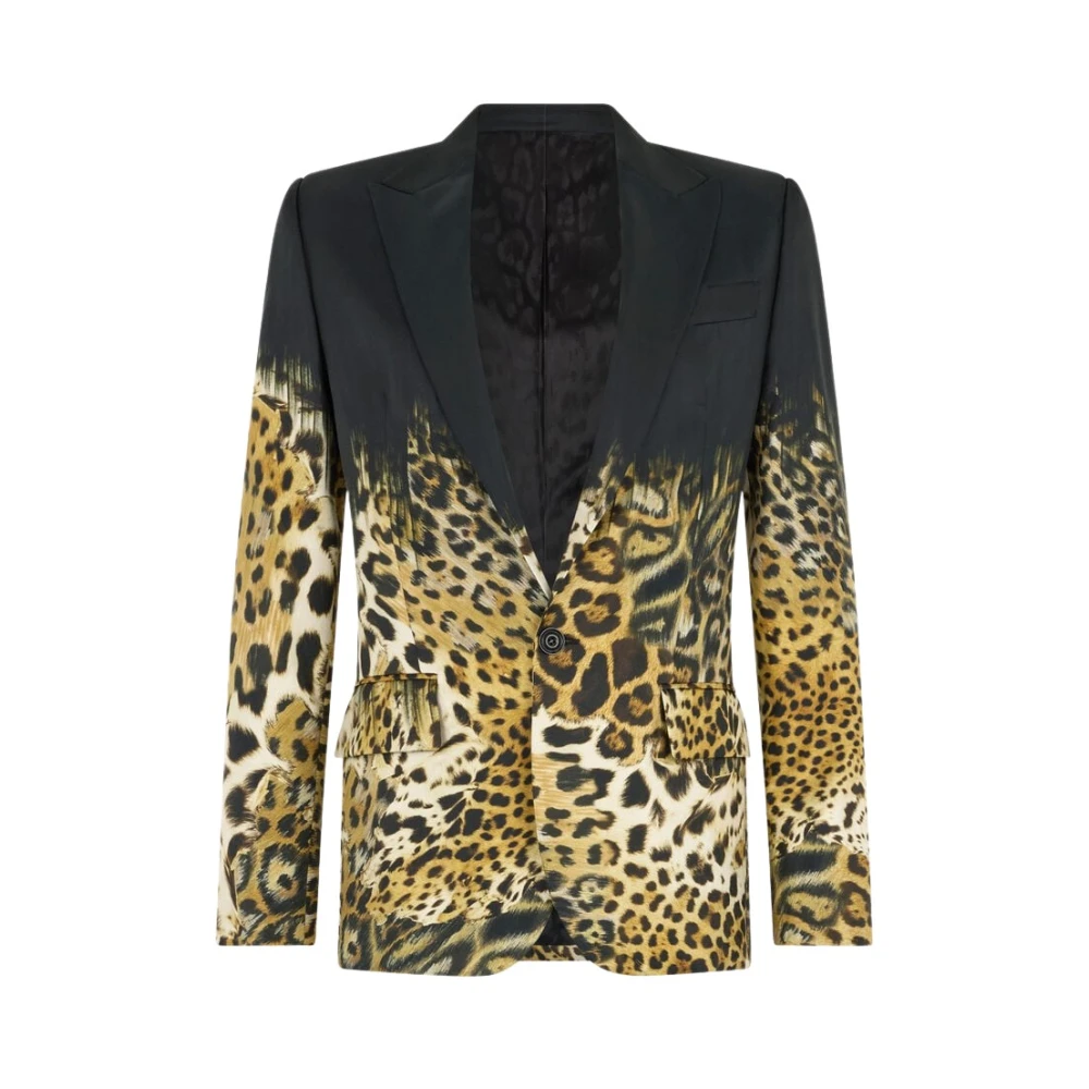 Roberto Cavalli Brown Jaguar Skin Print Blazer - Male - Blazers - L - Jackets