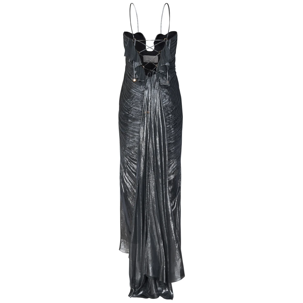 Maria Lucia Hohan Bosgroene Zijden Jurk met Geschulpte Details Gray Dames