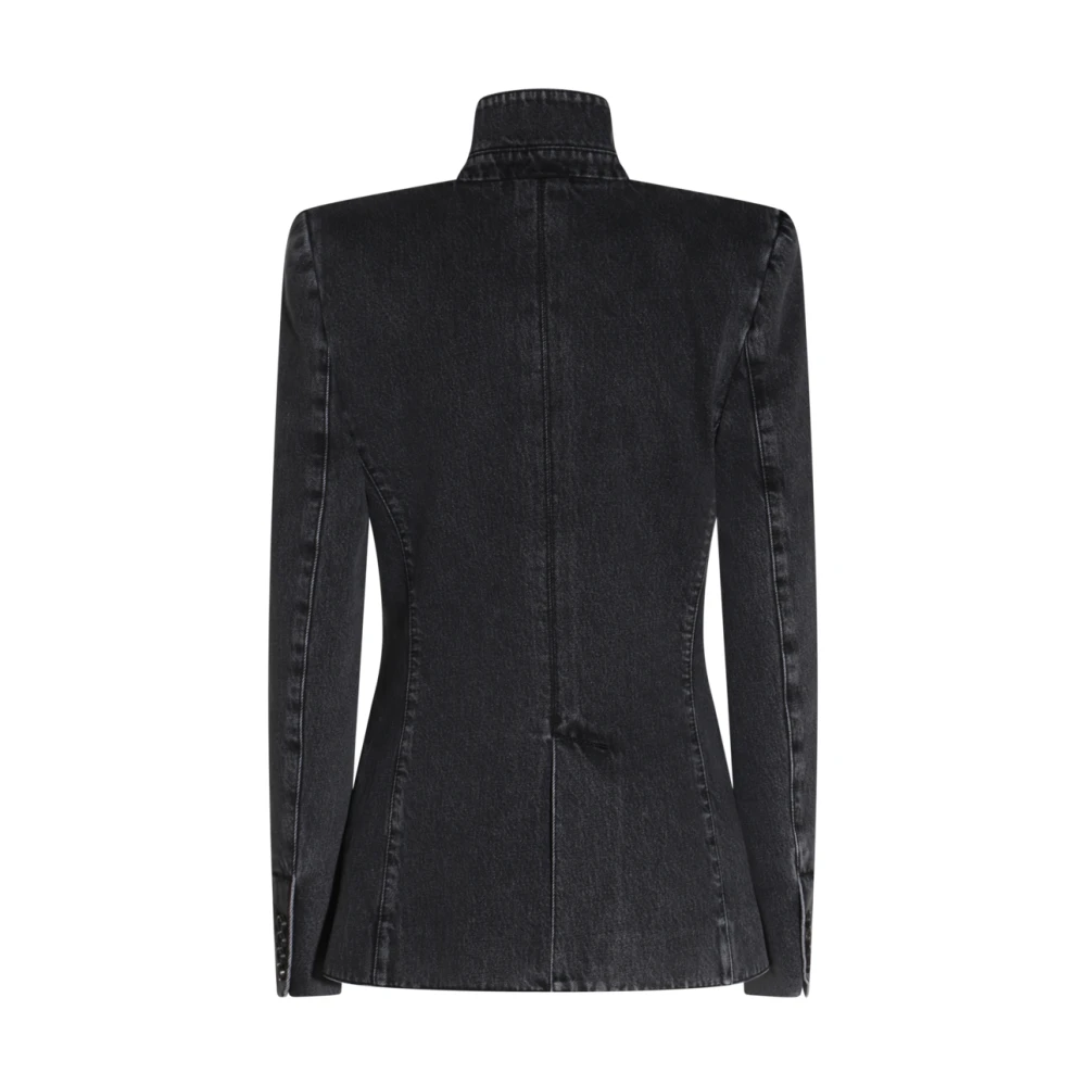 alexander mcqueen Zwarte Denim Katoenen Blazer Jas Gray Dames