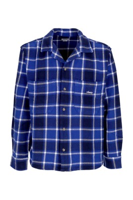 plaid-vaevet-langaermet-skjorte-bla