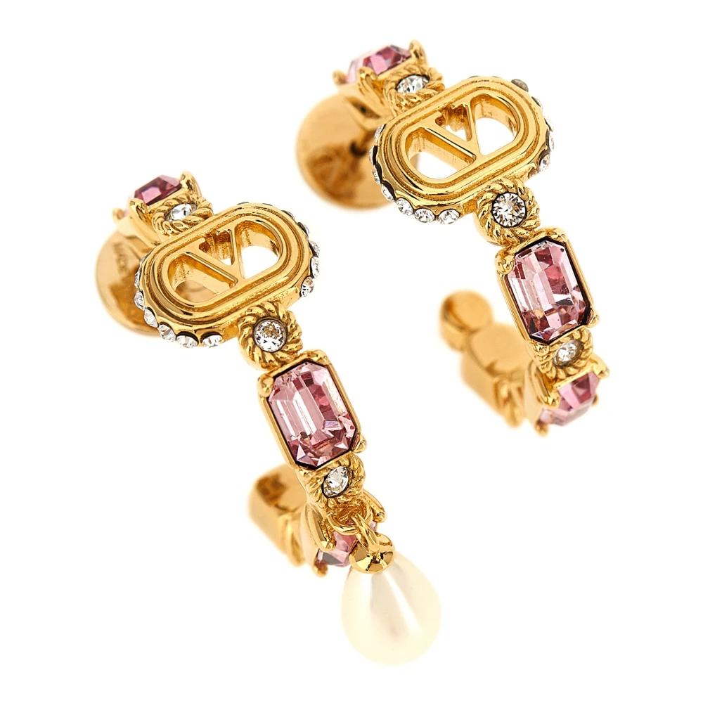 Valentino Garavani , Earrings, Female, Yellow, One Size, Ovalette Open-Hoop Earrings