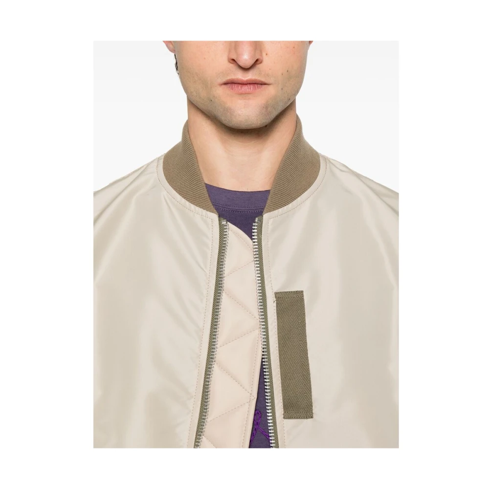 Sacai Beige Jas met rits en zakken Beige Heren