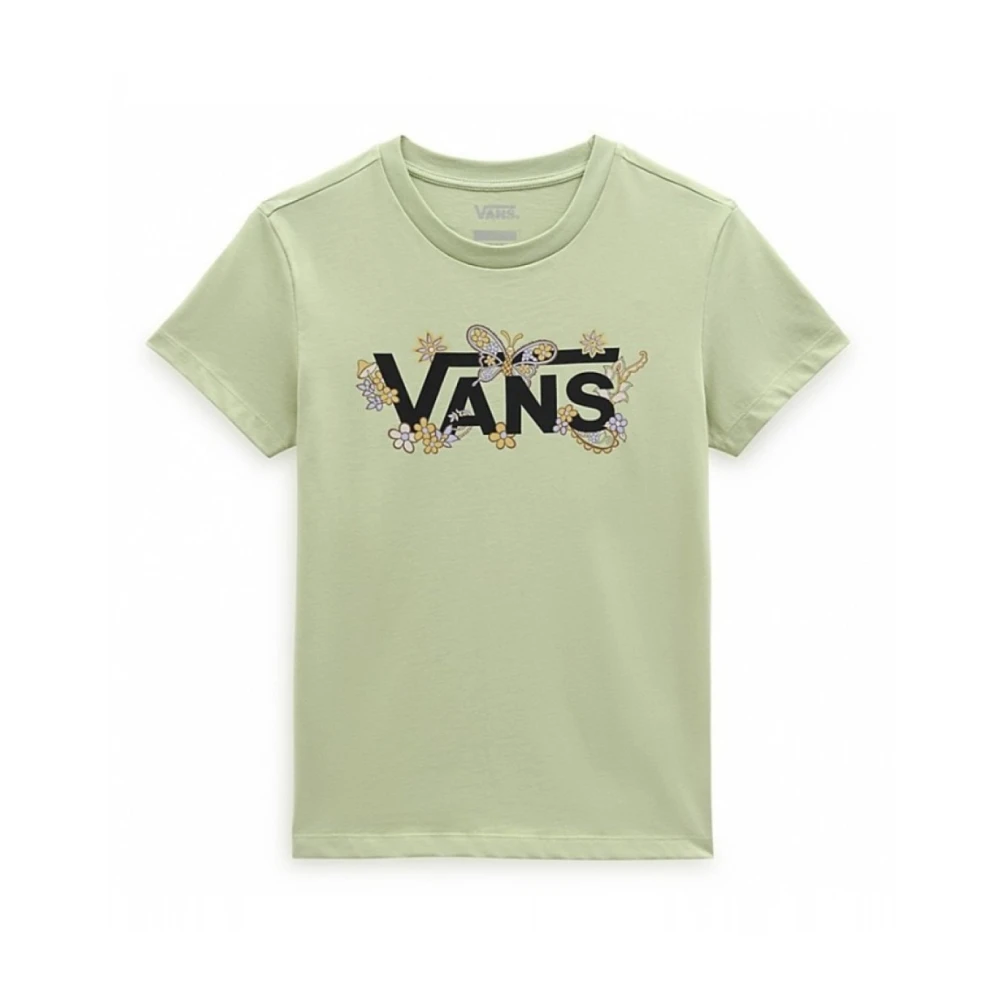 Vans Bloemen Logo Katoenen T-shirt Green Dames