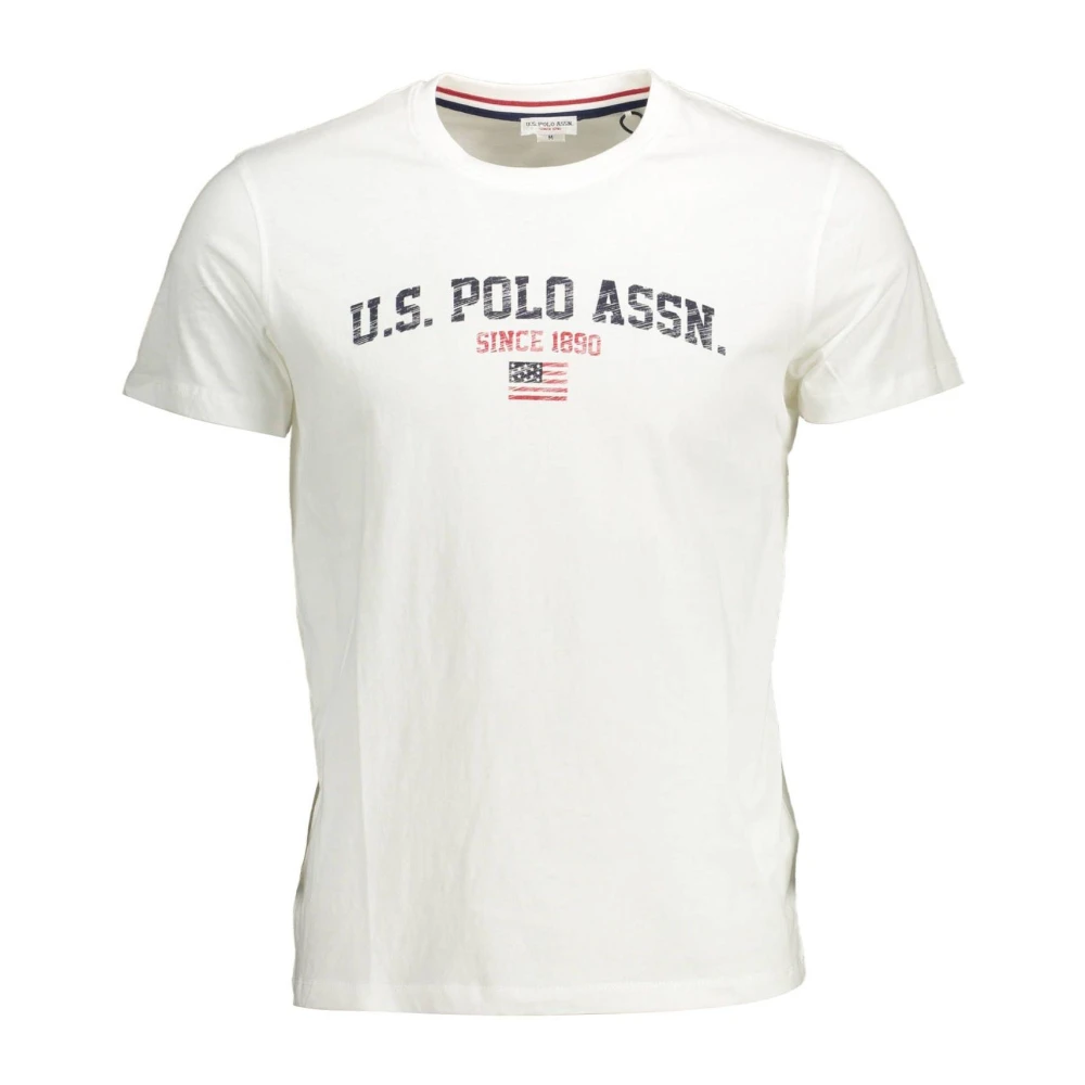 U.S. Polo Assn. Logo Print Crew Neck Cotton Tee White, Herr