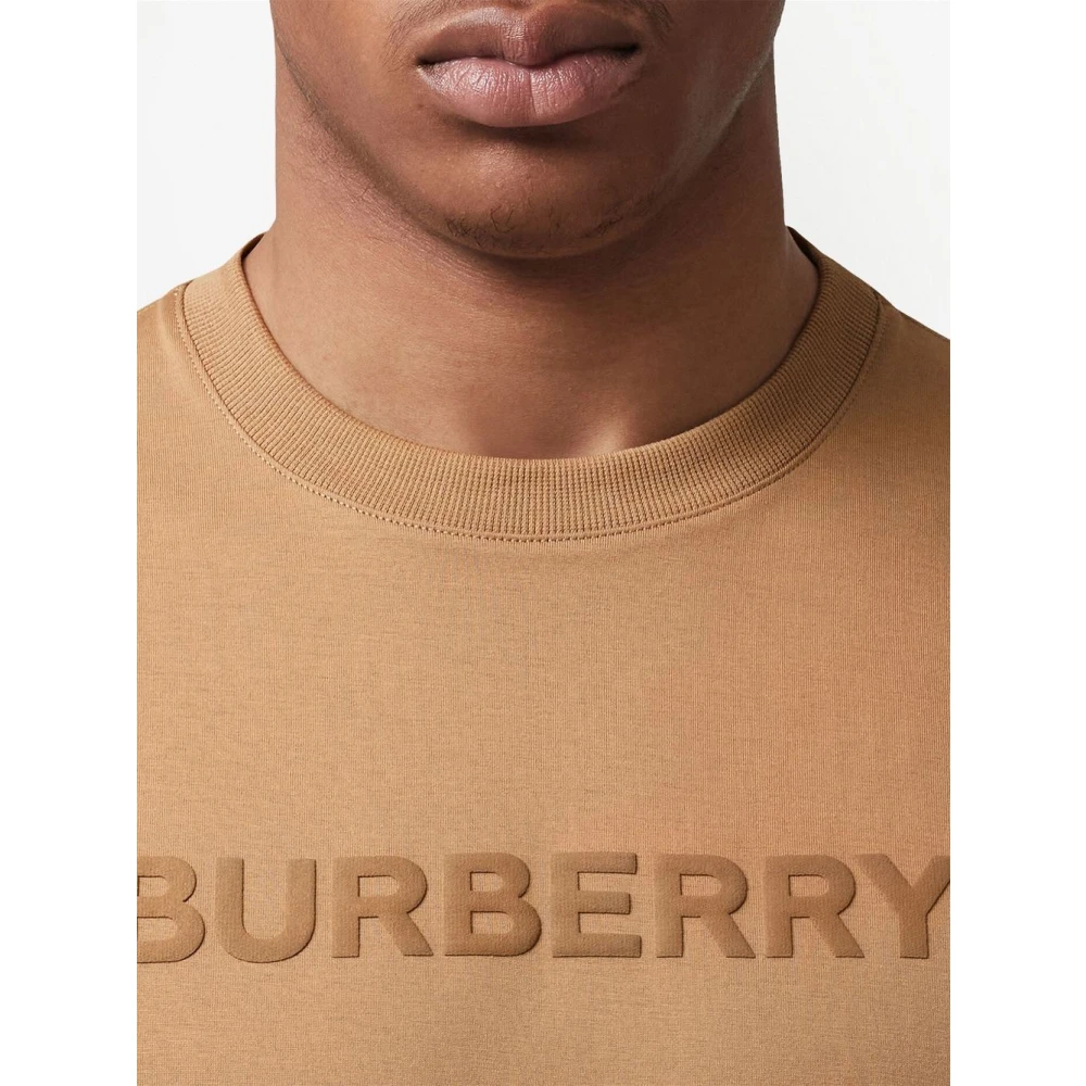 Burberry Biologisch Bruin Kamelen T-shirt met Logo Brown Heren