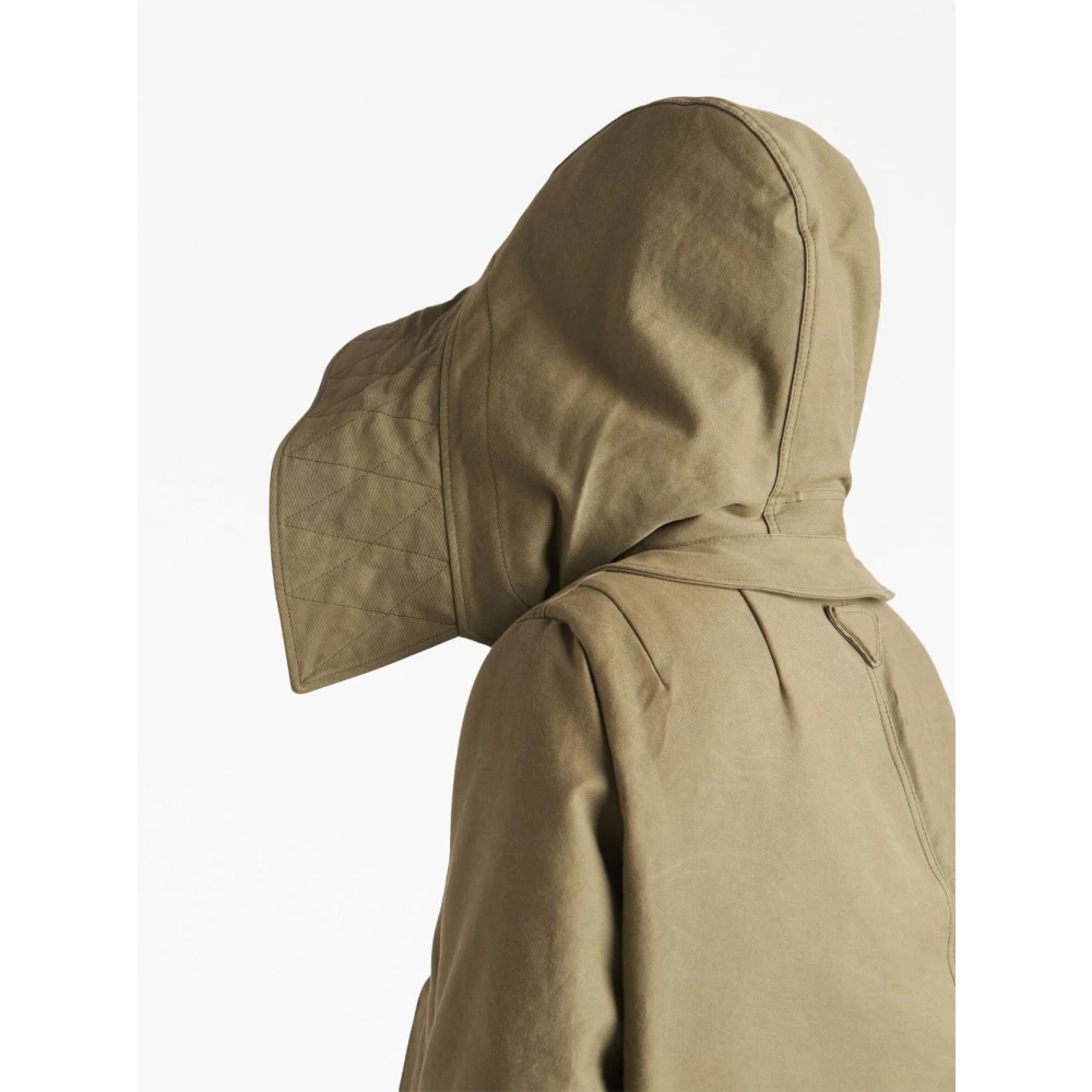 Prada Militair Groene Lange Parka met Afneembare Capuchon Green Dames