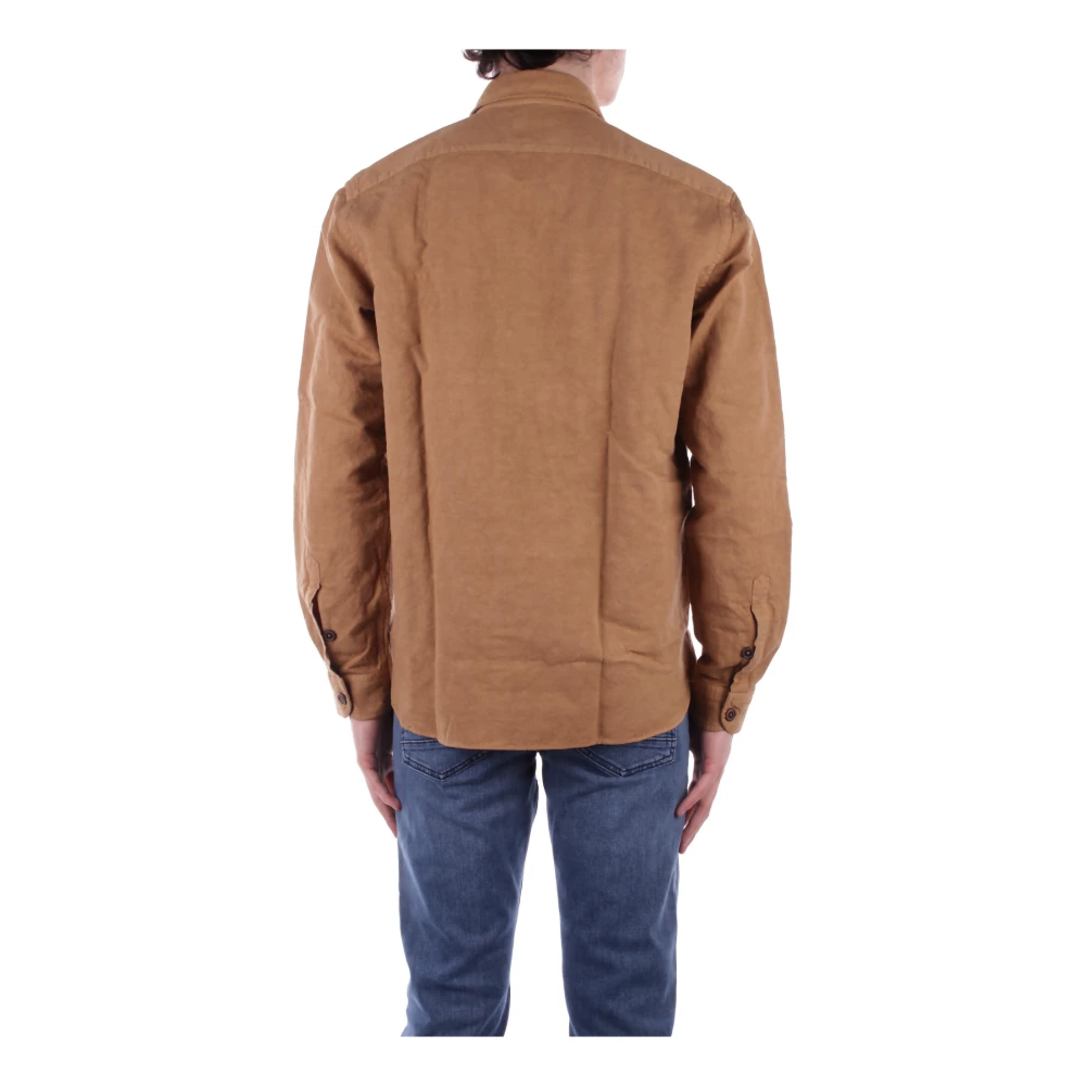Fay Linnen Knoopshirt Brown Heren