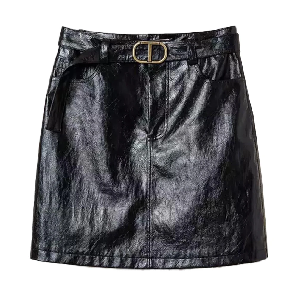 Twinset Imitatieleren minirok Black Dames