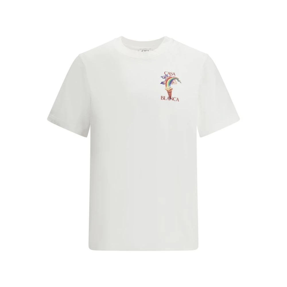 Casablanca Wit Logo Print T-shirts en Polos White Heren