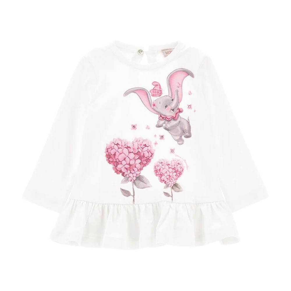Monnalisa Girls White Cotton T-Shirt - Kids Blouses - 18 M - Kids