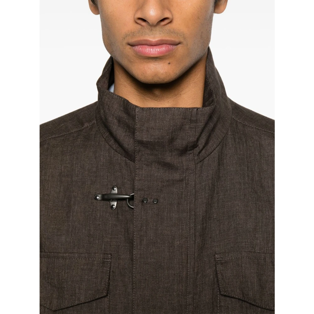 Fay Bruine Linnen Jas Buitenkleding Brown Heren
