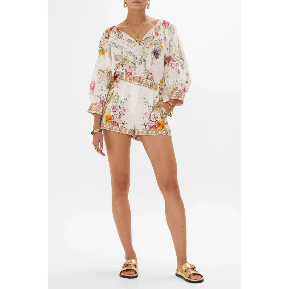 Camilla Raglanmouwblouse met manchet Beige Dames
