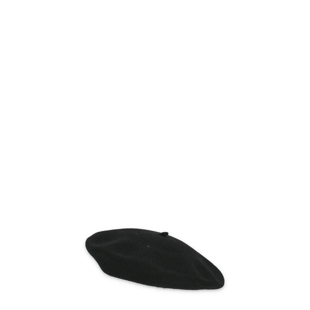 Maison Margiela Zwarte wollen baskische hoed vier steken Black Dames