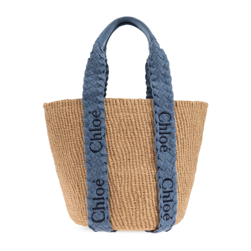 Chloé Handgeweven Beige Shopper Tas met Leren Afwerking Beige Dames