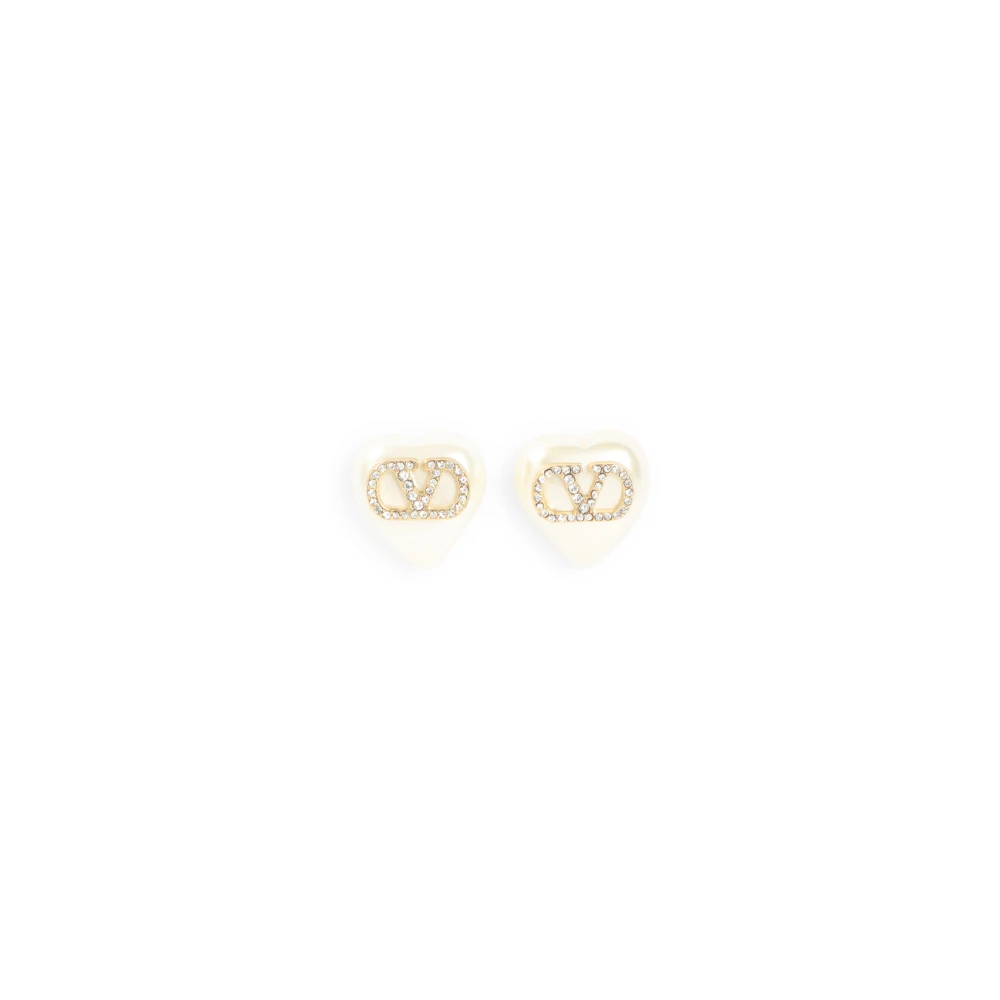 Valentino Garavani Earrings, Female, One Size, V Logo Signature Pearl Earrings Beige