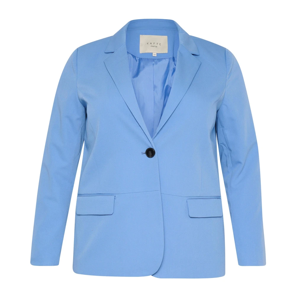 Kaffe Curve Women's Blue Flow Blazer With V-Neck And Flap Pockets - Blazers - 2XL - Jackets