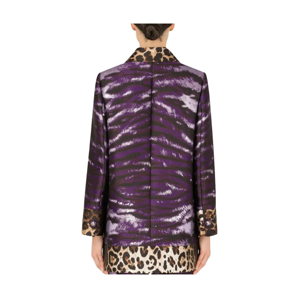 Dolce & Gabbana Jacquard jas met luipaard- en tijgerprint Multicolor Dames