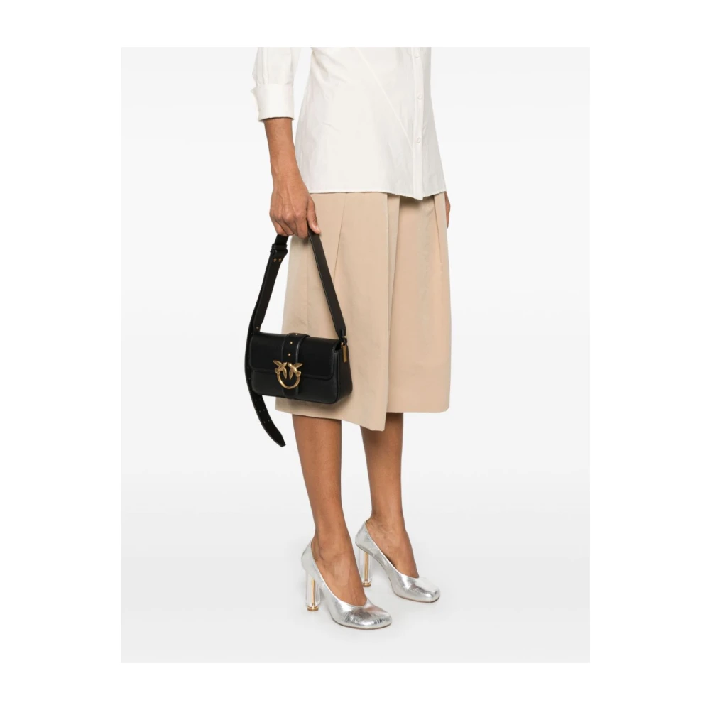 pinko Zwarte en Gouden Schoudertas Black Dames